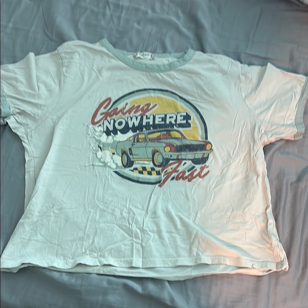 Womens Graphic Tee - White with Car Print